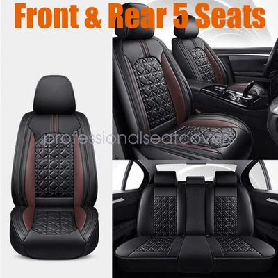Car Seat Cover Full Set Front & Rear 5 Seats Faux Leather Fit For Infiniti Black Foto 1 de 4