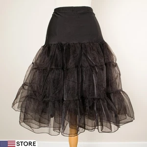 💖 Falda Tutú Negra Organza Gótica Tafetán XL Enagua Fiesta Club Cintura Elástica - Imagen 1 de 7