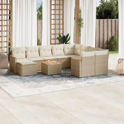 Vidaxl Gartenmöbel Sofa Garnitur Gartengarnitur Garten Sitzgruppe 11-tlg. Beige  - Bild 1 von 4