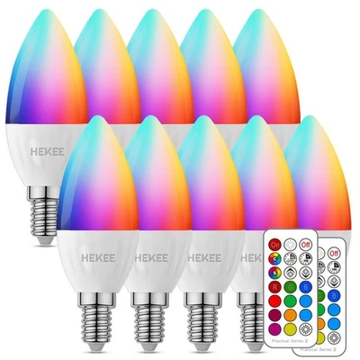 HEKEE E12 B11 LED Candle Light Bulbs, Color Changing, 40W Incandescent Equiva... - Image 1 of 4