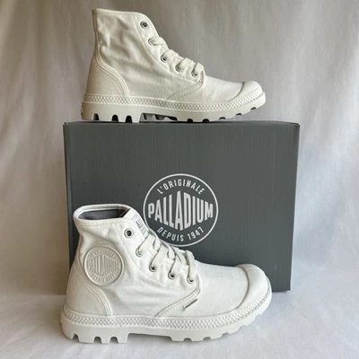 Palladium Pampa HI Shoes Womens Size 6 White Canvas Lace Up Boots New - Image 1 of 4