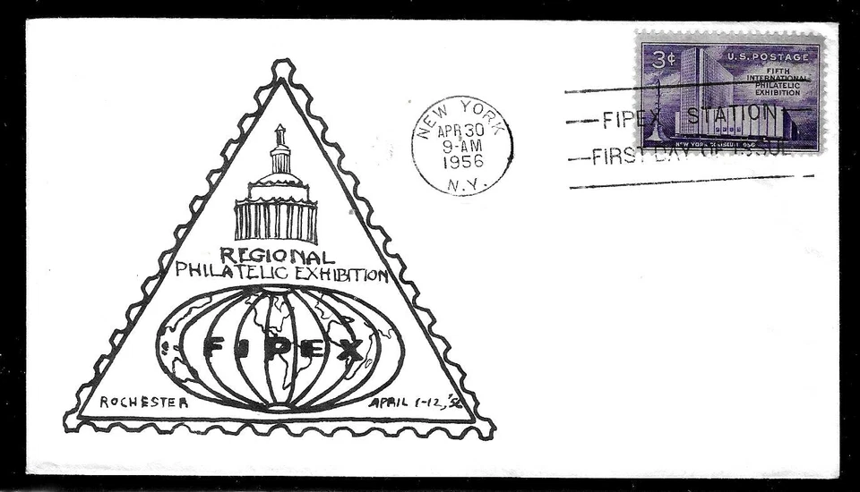 1076 3c Stamp (1956) FIFTH INTERNATIONAL EXHIBITION FDC BY ROCHESTER REGIONAL !! - Image 1 of 1