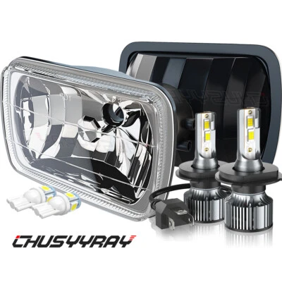 Faros cromados de haz alto/bajo H6054 para Dodge D150 D250 D350 2 piezas 5x7" 7x6" Foto 1 de 4