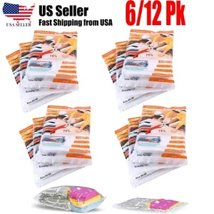 Vacuum Storage Bag Seal Space Saver Organizer Bag for Clothes,Blankets (6/12 Pk) - Picture 1 of 10