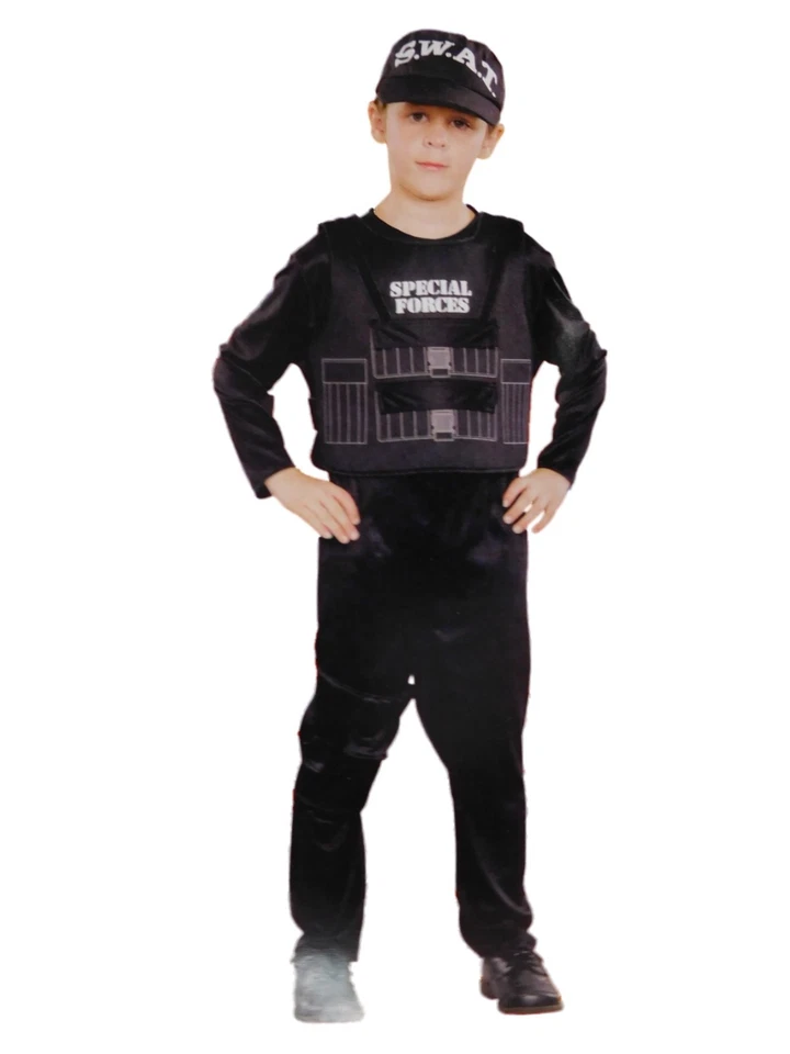 Niños Fuerzas Especiales S.W.A.T. Disfraz de policía Halloween mediano 7-8 Foto 1 de 1