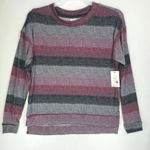 Secret Treasures Women's Pull-Up Hacci Top size Medium Long Sleeve Pink/Gray New - Picture 1 of 8