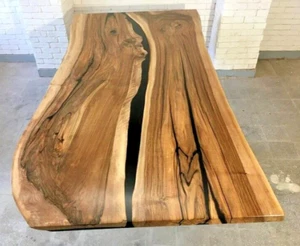 Beautiful Black Epoxy Resin Art, Epoxy Resin Accacia Wood Table Top For Living - Picture 1 of 5