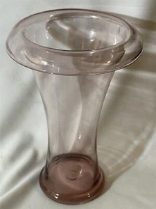 Vintage 9 3/4" Tall Art Glass Amethyst Purple Vase with Rolled Rim  - Picture 1 of 5
