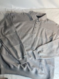 Sasson Vintage Mens Grey Long Sleeve Polo Shirt Medium  - Picture 1 of 5
