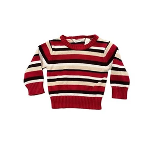 George Baby Boys Striped Red/Brown/Cream Sweater  - 100% Cotton - 18 Mos. - Picture 1 of 3