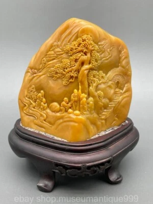 Figura de agua de montaña tallada piedra Tianhuang Shoushan natural de China de 4,8" Foto 1 de 4