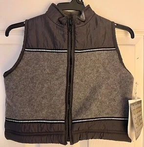 GK SKATE GIRLS SMALL GRAY POLY FLEECE CRINKLE NYLON CROPPED RIBBON TRIM VEST S - Picture 1 of 9