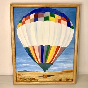 Gerahmte Leinwand Ölgemälde handgemalt Heißluftballon 21”x 17” Handarbeit Rahmen - Bild 1 von 9