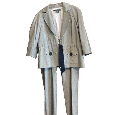 Pantalones de mujer Willi Smith traje XL Shell talla 12 pantalones azul marino y blanco a rayas Foto 1 de 4