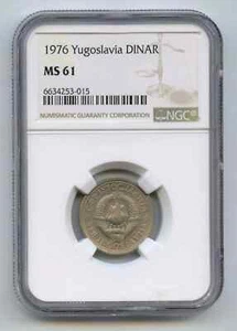 YUGOSLAVIA 1976 One 1 Dinar KM# 59 NGC MS 61 - Picture 1 of 2