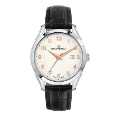 Philip Watch R8251217002 Roma Men's Watch – 41mm, White Dial, Black Leather Stra - Image 1 of 4