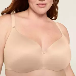 Cacique 48DD Invisible Backsmoother Lightly Lined Balconette Bra Nude Beige - Picture 1 of 14