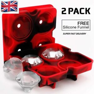 Ice Cube Trays with Lid,Silicone Ice Maker Mold Diamond shape Food Grade 2 & 4 p