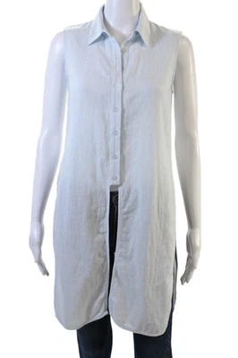 Blusa túnica azul Drew para mujer de algodón a rayas sin mangas con abertura lateral talla XS Foto 1 de 4