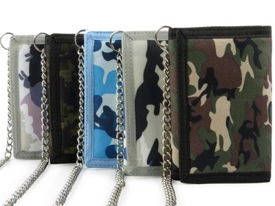RED X Mens Camouflage Canvas Tri-Fold Wallet with Chain & Clip - Image 1 of 4