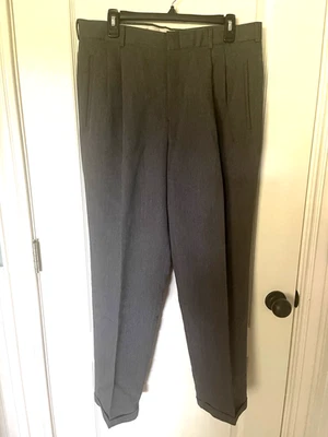 John Henry Mens Dress Pants Size 34 X 30 Dark Gray Pleated Front Cuffed Legs - Image 1 of 4