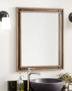 New 30" Rustic Acacia Celebration Vanity Mirror by Signature Hardware - Picture 1 of 4