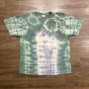 Late 90s / 2000s / Vintage Nike Tie Dye TShirt Green Purple White Swoosh Logo XL - Picture 1 of 8