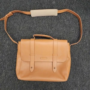Moral Code Tan Leather Messenger Bag Briefcase Satchel 17x12” Laptop Work - Bild 1 von 8