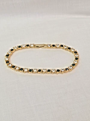 Pulseira de Tênis Avon Simulada Esmeralda Tamanho Grande Novo Estoque Antigo - Imagem 1 de 3