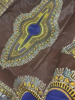 Tela de cera Orientar Kingtex marrón estampado medallón 4 yardas África algodón tribal Foto 1 de 4
