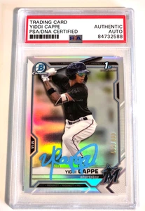 Yiddi Cappe Autogramm 2021 Bowman Chrome Mojo REFRACTOR RC Marlins PSA/DNA - Bild 1 von 2