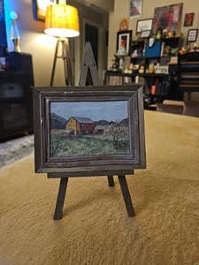 Cornovaglia Prodotti Legno Pittura Decorazione Fatta a Mano MCM Fienile Scena Cavalletto 11,5" - Foto 1 di 12
