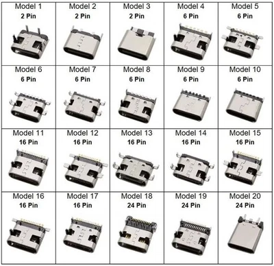 USB-C Buchsen Set 2/6/16/24-Pin Typ-C Port SMD SMT PCB Ladebuchse Reparatur - Bild 1 von 4