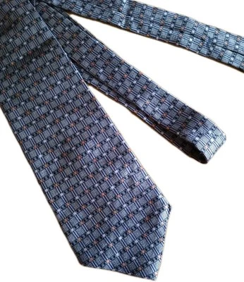 John Henry Italian Silk Necktie Black Silver & Gold 56X4" - Image 1 of 4