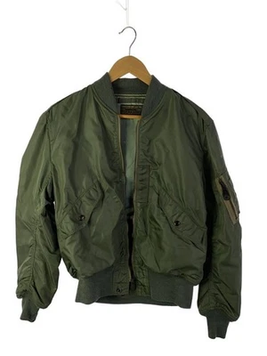 The Real McCoy’s Flight Jacket Khaki Rayon Size L Made in Japan Used Zip Damaged - Image 1 of 4