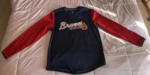 Official MLB Atlanta Braves Nike Quilted Warm-Up Sweater Sz L Unworn-WARM - Picture 1 of 11