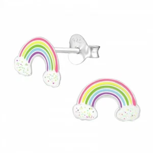 925 Sterling Silver Earrings Studs Heart Unicorn Rainbow Round Pink Daisy Star - Picture 1 of 59
