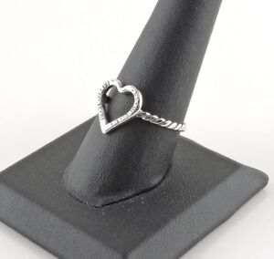 Sterling Silver Open Heart Rope Ring - Free Gift Packaging