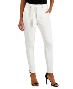 Anne Klein Women's Denim High-Rise Tie-Front Pants (Soft White, 0) - Picture 1 of 7