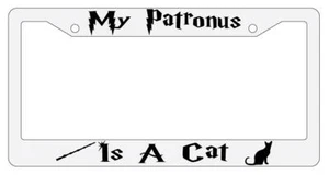 My Patronus is A Cat White Plastic License Plate Frame Auto Accessory - Bild 1 von 1