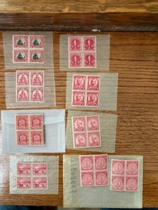 Vintage US 2 cent postage stamps, 9 blocks of 4 stamps, 8 different variety - Picture 1 of 5