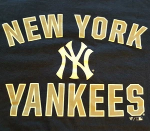 T-shirt logo New York Yankees L grande usata in ottime condizioni MLB baseball blu fanatici INV278  - Foto 1 di 5