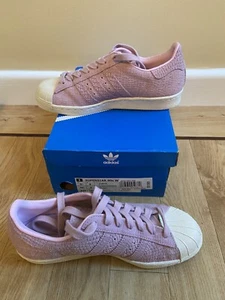 Adidas Superstar 80’s Trainers Crocodile Pink Light Mauve Purple Size 4 - Picture 1 of 4