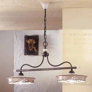 Lampadario per sala da pranzo bilanciere classico in ceramica 2 luci FL-40 - Picture 1 of 1