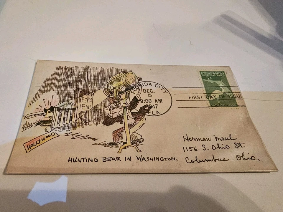 RARE THORTON SHAW HAND PAINTED FDC SC # 952 1947  - Image 1 of 4