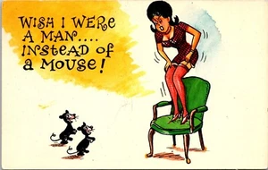 Wish I were a Man Insead of a Mouse! Humor Postcard - Picture 1 of 2