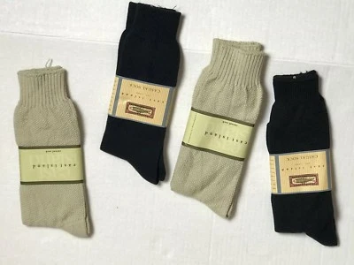 BLOOMINGDALES- EAST ISLAND VINTAGE SOCKS 4 PAIRS BEIGE & NAVY - NEW - Image 1 of 4