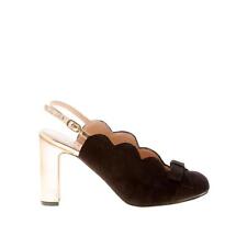 CHIE women shoes Harper black velvet slingback pump with gold strap and bow
