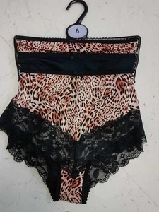 EX M&S LADIES 3 PACK ANIMAL LACE TRIM BRAZILLIAN KNICKERS NEW (ref R) SALE - Picture 1 of 2