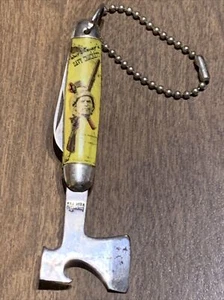 VTG Miniature Hatchet Axe Folding Utility Pocket Knife Bottle Opener 3" - Picture 1 of 9